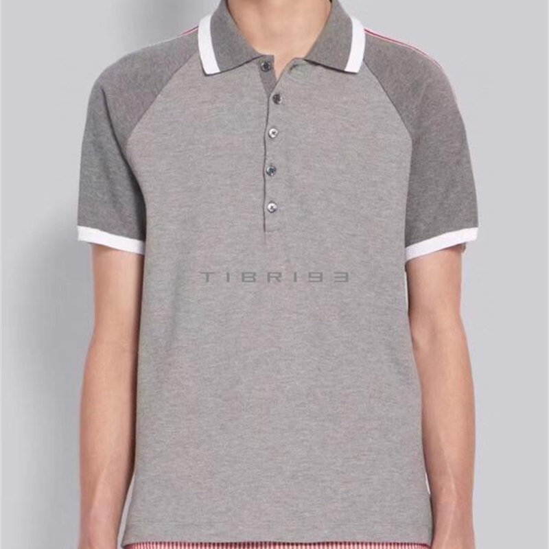 Spring summer new TB contrast shoulder stripe round neck T-shirt business short sleeve color matching polo shirt for men and women, Gray
Spring summer new TB contrast shoulder stripe round neck T-shirt business short sleeve color matching polo shirt for men and women, Gray