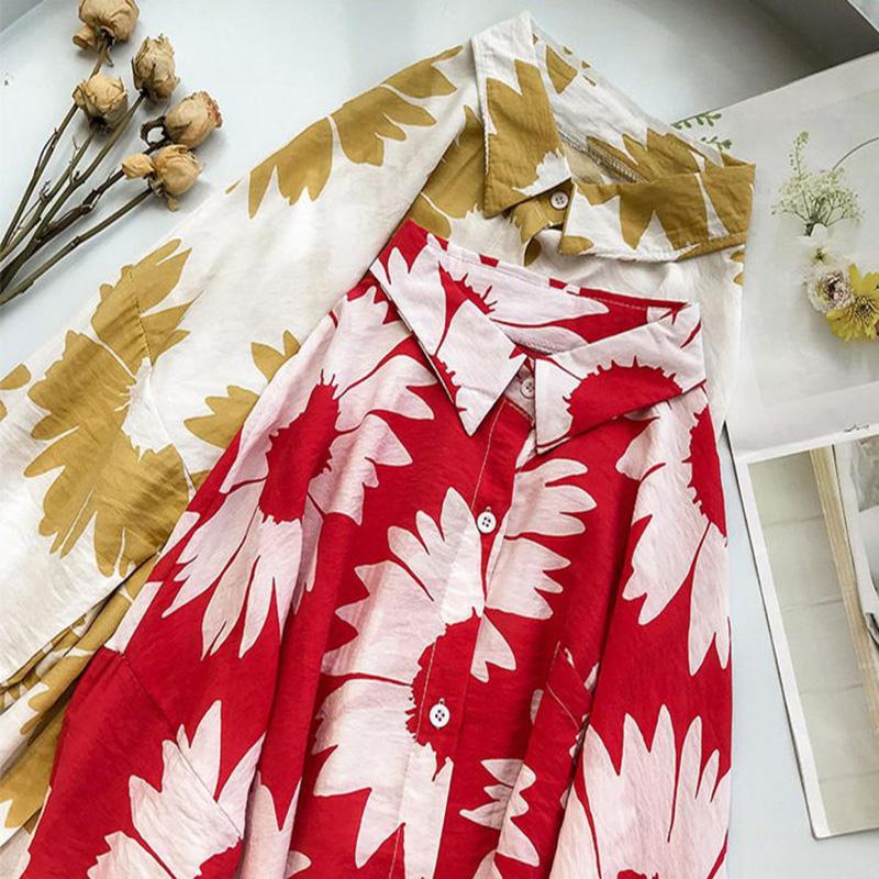 Vintage Blouses Women floral Print Shirts Long Sleeve Cotton Tops Plus Size 4XL spring autumn Blousa Fashion Female Clothing