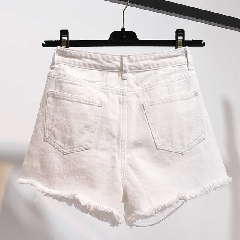 TIGENA High Waist Denim Shorts Women Summer Pocket Tassel Hole Ripped jeans Female Femme Pants 210714