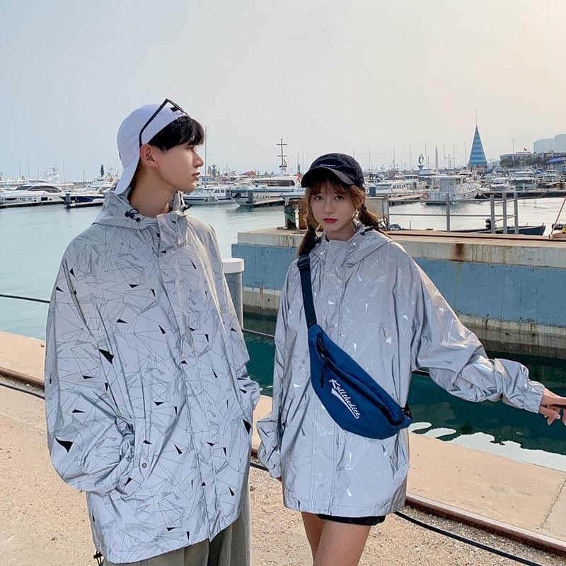 jackets men Full body reflective couples wear net red paragraph autumn and winter trend men's casual hoodies 210526