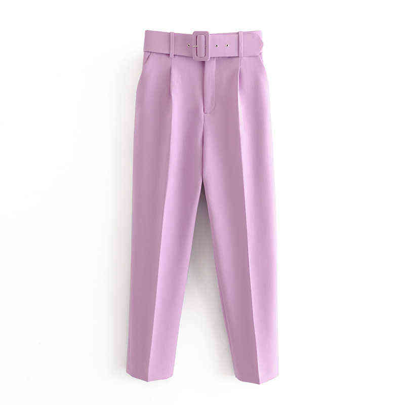European American Style Pleated Multicolor Harem Pants Casual Solid Color Feet Women with Free Belt 211115