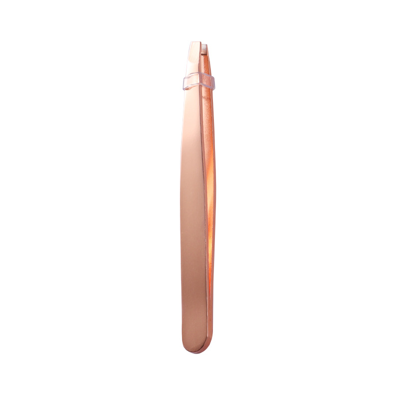 Eyelashes Tweezers Stain Steel Slanted Tip Face Hair Removal Curler Clip Brow Trimmer Makeup Tools Accessories Rose Gold