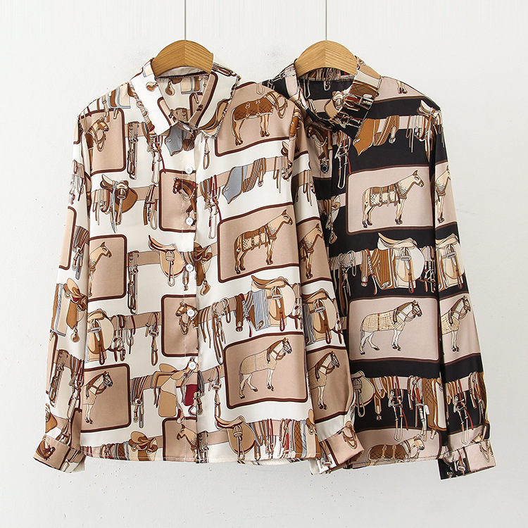 Women Designer Lapel Neck POLO Blouse Spring Floral Luxury Blouses Fashion Shirts Top Retro Carriage Print Shirt, White
Women Designer Lapel Neck POLO Blouse Spring Floral Luxury Blouses Fashion Shirts Top Retro Carriage Print Shirt, White