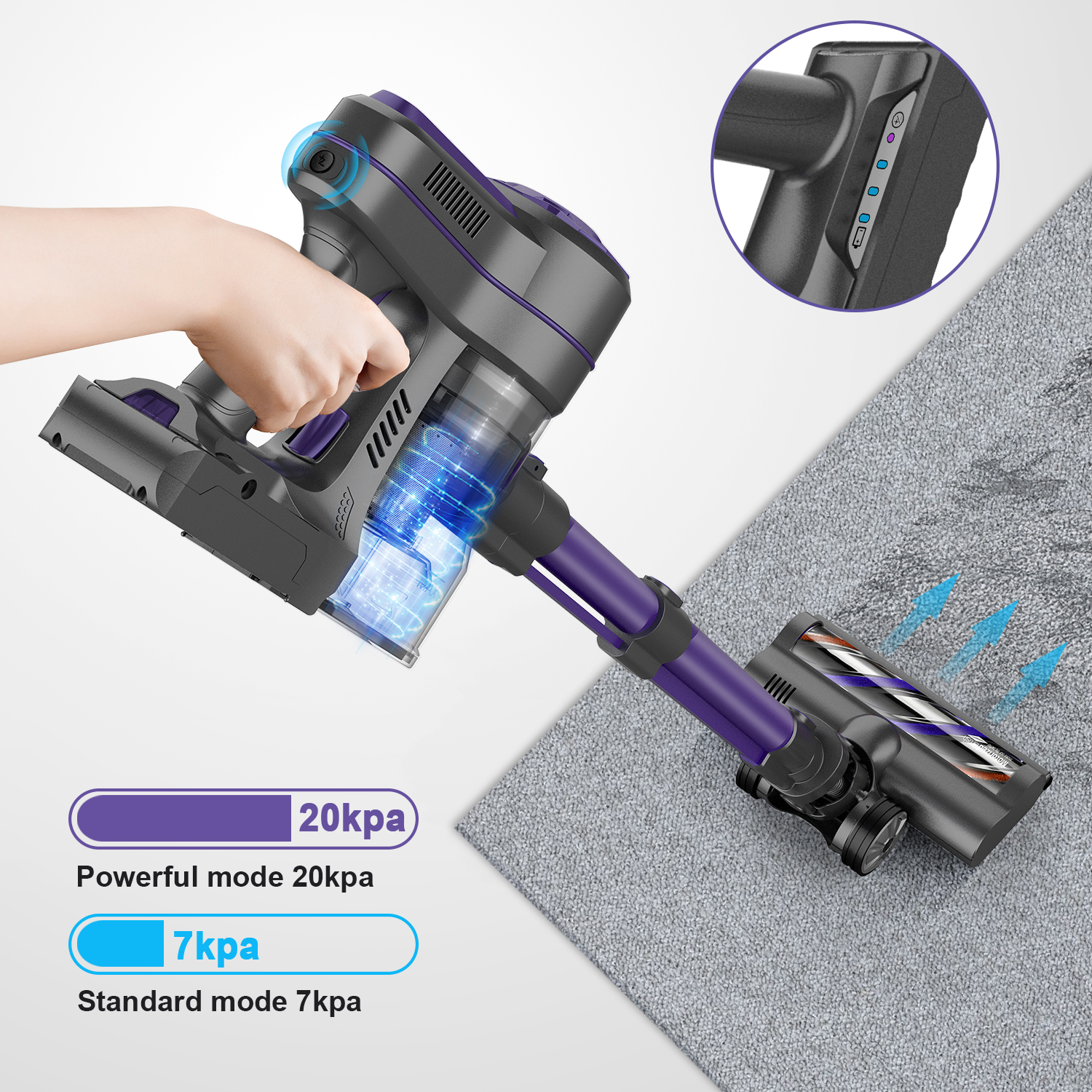 Zoker By Onson Handle Vacuum cleaner Household Bagless Cordless Wireless Rechargeable Handheld Portable Stick for Floor Carpet Pet Car