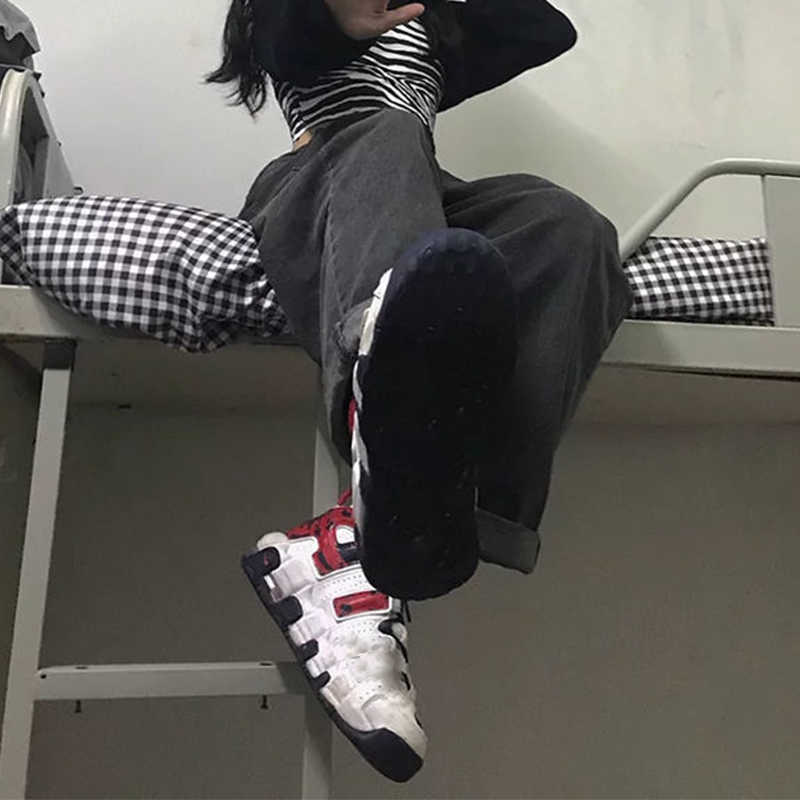 Women Jeans Vintage Adjustable High Waist BF Oversize Wide Leg Trousers Summer Baggy Allmatch Streetwear Retro Chic 210922