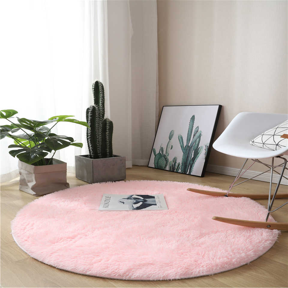 Fluffy Round Carpet For Living Solid Color Thicken Soft Faux Fur Rugs Bedroom Plush Shaggy Area Rug Kids Room Floor Mat 0727 H260226