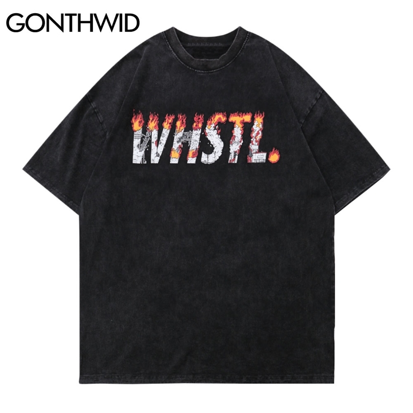 T-Shirts Hip Hop Fire Flame Burning Building Print Distressed Tshirts Streetwear Harajuku Fashion Short Sleeve Tee Tops 210602, Black 
T-Shirts Hip Hop Fire Flame Burning Building Print Distressed Tshirts Streetwear Harajuku Fashion Short Sleeve Tee Tops 210602, Black