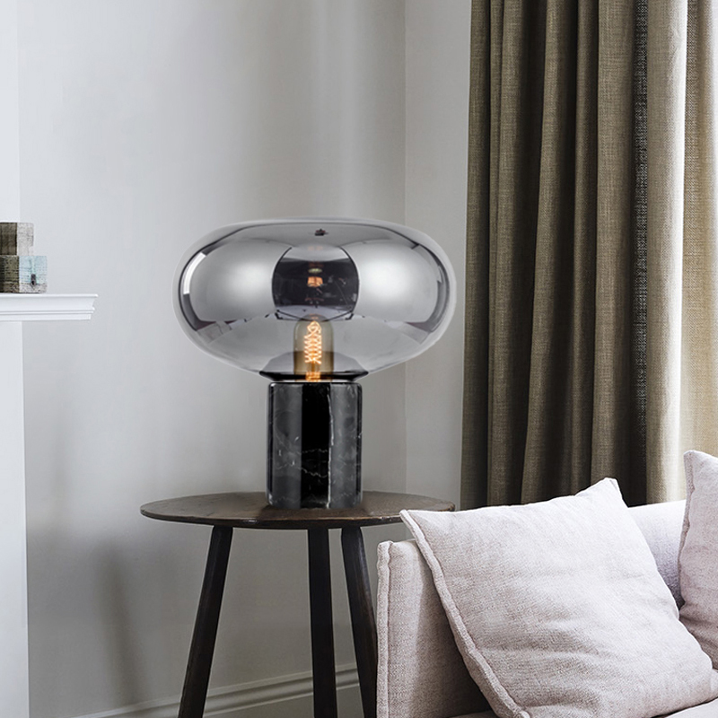Sleek Postmodern Style Bedroom Table Lamp with Marbled Effect and E27 Compatibility Ideal for Modern Interiors