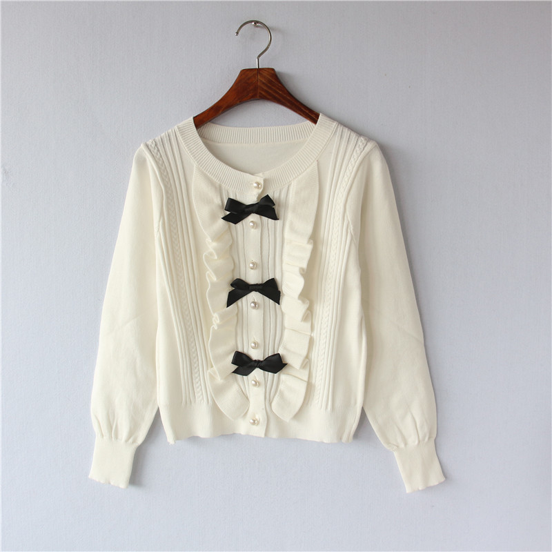 Sweet Velvet Bow Deco Pearl Button Cardigan Jacket Sweater O-neck Long Sleeve Twist Ruffles Short Knitted Outwear Women 210525, Beige
Sweet Velvet Bow Deco Pearl Button Cardigan Jacket Sweater O-neck Long Sleeve Twist Ruffles Short Knitted Outwear Women 210525, Beige
