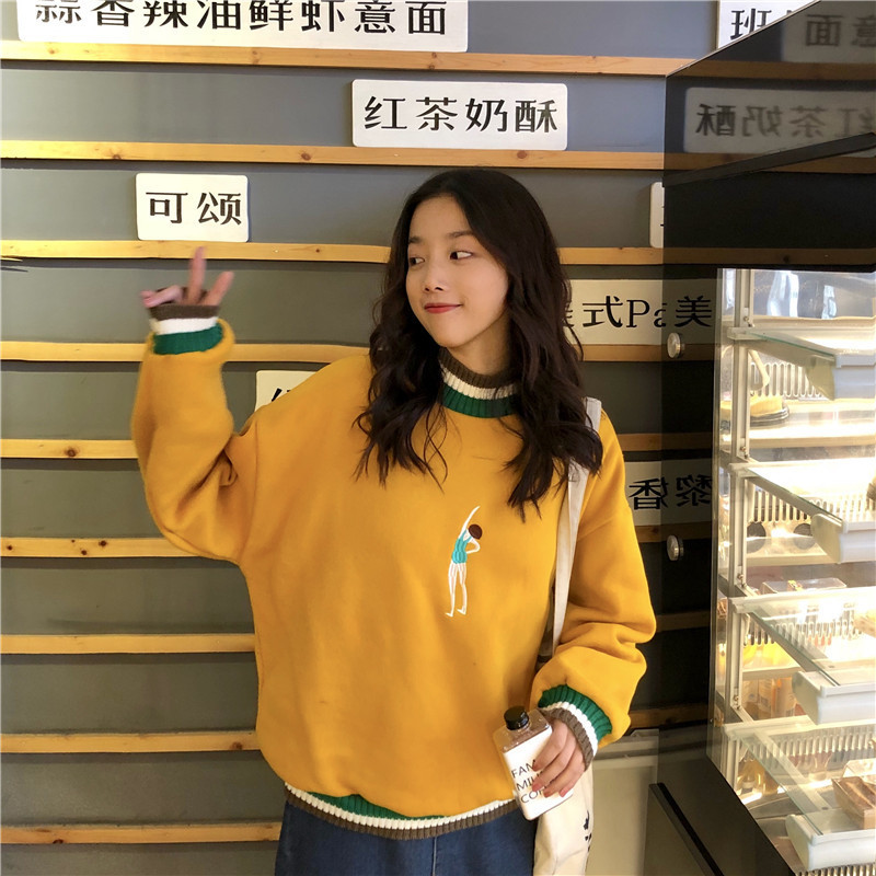 Sudadera Mujer Autumn Womens Kawaii Sweatshirts Hoodies Korean Harajuku Embroidery Fleece Long Sleeve Sweatshirt Female Top T200723