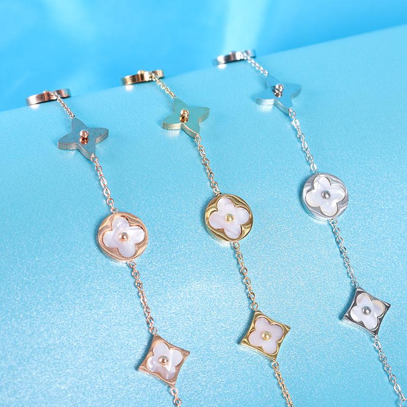 Link, Chain Trendy Adjustable Lucky Lady Titanium Steel Bracelet With Shell Four Clover Leaf Jewelry Lover Gift
Link, Chain Trendy Adjustable Lucky Lady Titanium Steel Bracelet With Shell Four Clover Leaf Jewelry Lover Gift