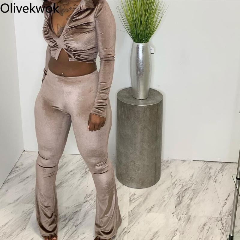 Women's Two Piece Pants Olivekwok Women Fashion Velvet Sets Long Sleeve Streetwear Outfits Folds Autumn Winter Flare Suits, White
Women's Two Piece Pants Olivekwok Women Fashion Velvet Sets Long Sleeve Streetwear Outfits Folds Autumn Winter Flare Suits, White