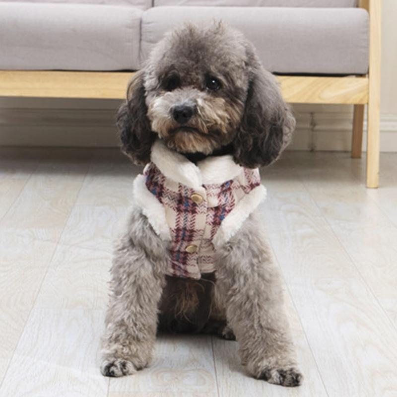 Update Dog Apparel Fashion Plaid Harness Jacket Winter Warm Pet Clothes For Small Dogs Chihuahua Yorkies Coat Puppy Pets Clothing Manteau Chien