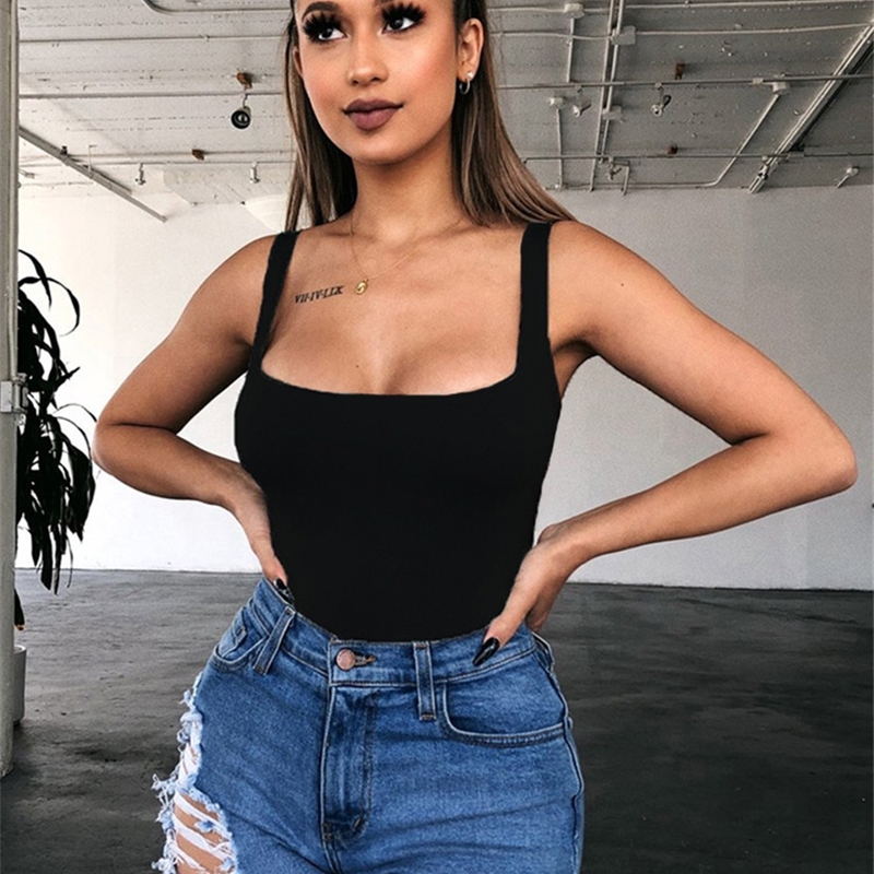 Summer Body Top Basic Sleeveless Rompers Womens Jumpsuit Sexy Bodycon Bodysuit Women 210302