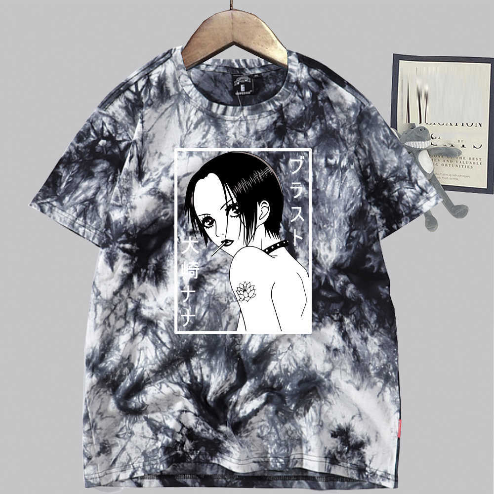 Nana Osaki Harajuku T-shirt Print Fashion Short Sleeve Round Neck Tie Dye Anime Tops Y0809