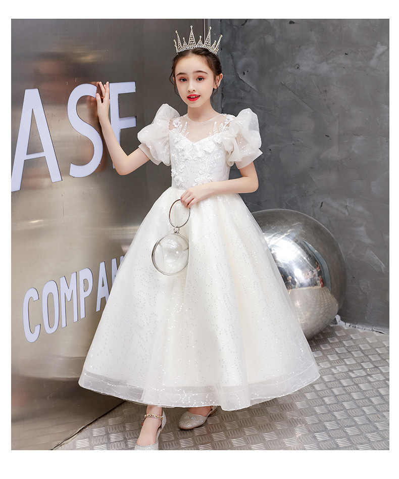 Vintage Flower Girls Dresses Sheer Neck Long Sleeve Hand Made Flowers Kids Formal Wear Hi Lo Satin Girl Dress For Wedding 403