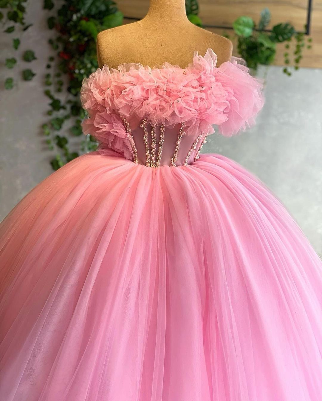 Light Pink Ball Gown Quinceanera Dresses Tiered Ruffles Tulle Women Sweet 16 Formal Party Robe De Soiree Elegant Long Prom Gowns 6660305