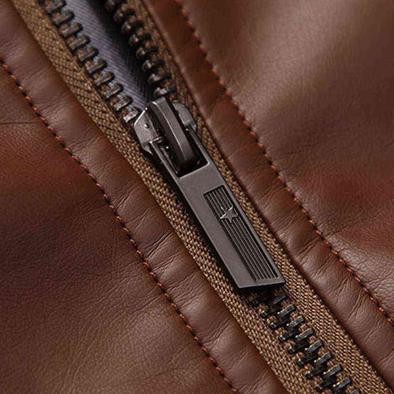 Fashion Motorcycle Leather Jackets Men Leather Coat Casual Slim Coats With Zipper Man Outerwear Stand Collar Jackets Jaqueta 211111