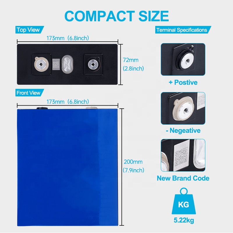 3.2v 280ah Lifepo4 Battery Cell Prismatic lithium Ion Batteries for Power Solar System EV 280ah with Busbar And Bolts