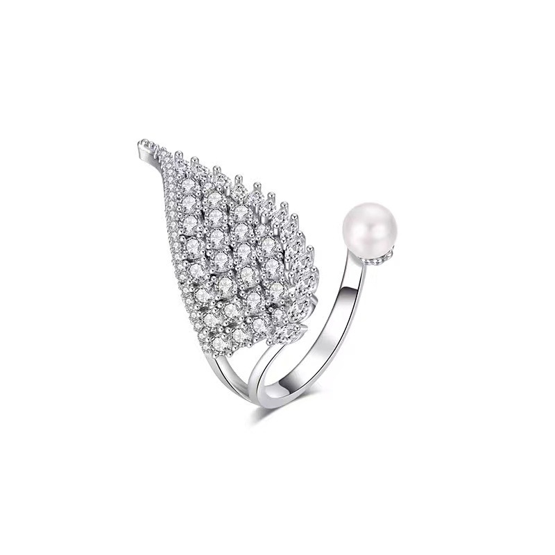 Angle Wings Pearl Lab Diamond Finger Ring 925 sterling silver Party Wedding band Rings for Women Promise Engagement Jewelry Gift
