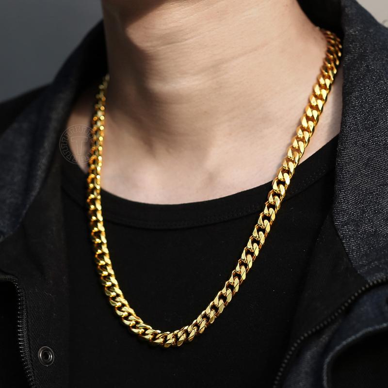 Chains 11mm Cuban Curb Link Chain 316L Stainless Steel Necklace For Men Boys Gold Silver Color 2430 Inch Jewlery Gifts LHN119