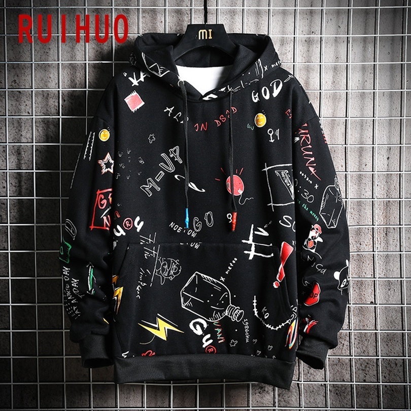 RUIHUO Autumn Harajuku Hoodie Men Clothing Men's Hoodies Hip Hop Male Sweatshirt Japanese Streetwear M5XL 201020