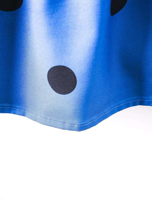 Toddler Girls Polka Dot Puff Sleeve Shirred Frilled Dress SHE