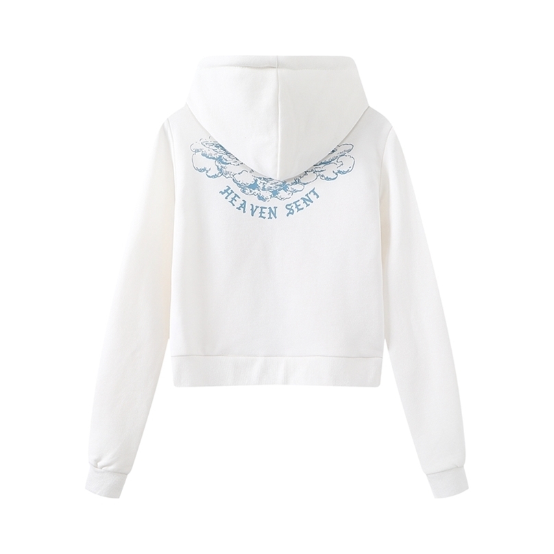 Stylish girls elegant white hoodies autumn fashion ladies streetwear short sweatshirts female cute outfit casual women chic 201216