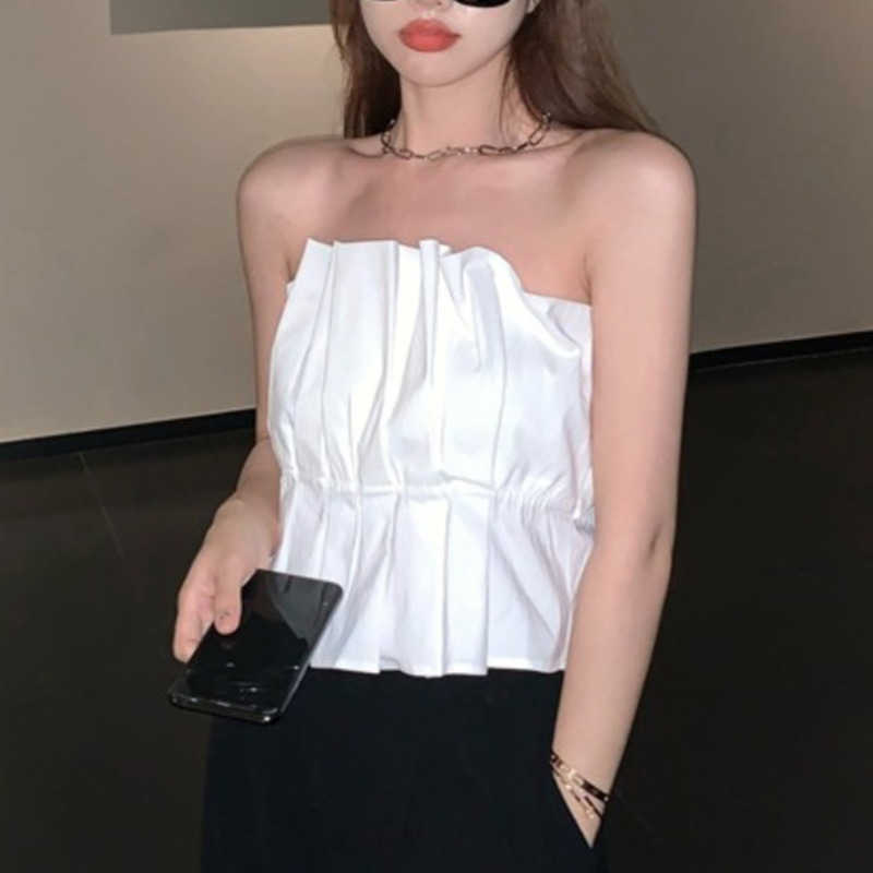 WOMENGAGA White Pleated Fold Girl Female Sexy Ruffle Fashion Summer Top Top Tank Korea LCF3 210603, As shown in figure
WOMENGAGA White Pleated Fold Girl Female Sexy Ruffle Fashion Summer Top Top Tank Korea LCF3 210603, As shown in figure