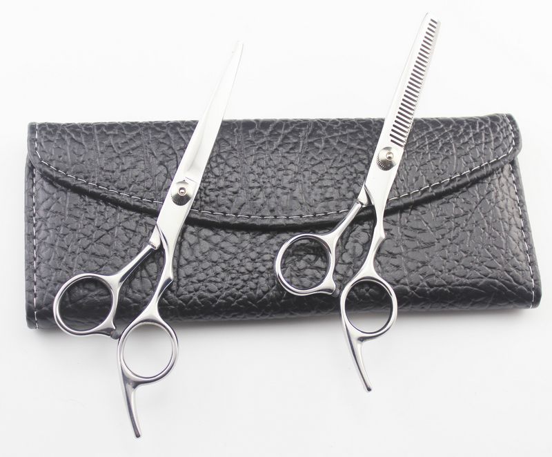hot sale stainless steel precise polishing cutting/thinning scissors kit with leather case free shipping