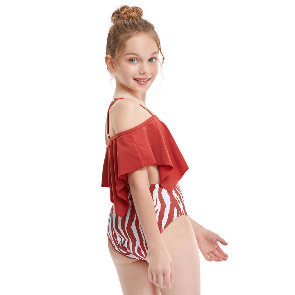 Off Shoulder Bikini Set Falbala Two Piece Children's Swimwear 5-12 Years Girl Swimsuit Kids Print Young Girls Bathing Suit, White;black
Off Shoulder Bikini Set Falbala Two Piece Children's Swimwear 5-12 Years Girl Swimsuit Kids Print Young Girls Bathing Suit, White;black