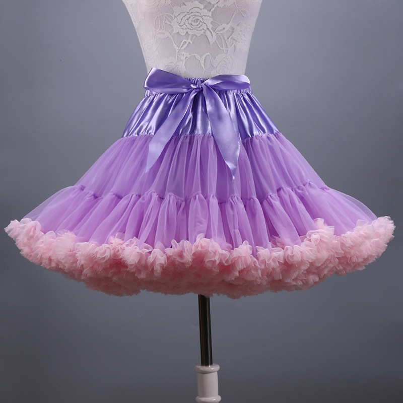 Adult Short Tulle Pettiskirt Colorful Tutu Skirt Crinoline Jupon Saia for Women 210306