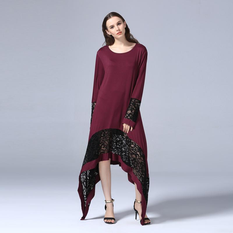 Casual Dresses Fashion Cotton Women Dress Long T-shirt Style Patchwork Lace Big Size 5XL Wine Red Islamic Turkish Dubai Abaya, As pic
Casual Dresses Fashion Cotton Women Dress Long T-shirt Style Patchwork Lace Big Size 5XL Wine Red Islamic Turkish Dubai Abaya, As pic