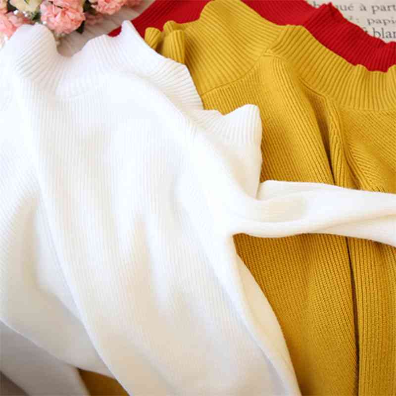 Knitted Sweater OffShoulder Pullover Long Sleeve Mock Neck Female Sexy Fashion Summer WHOLESALE 210525