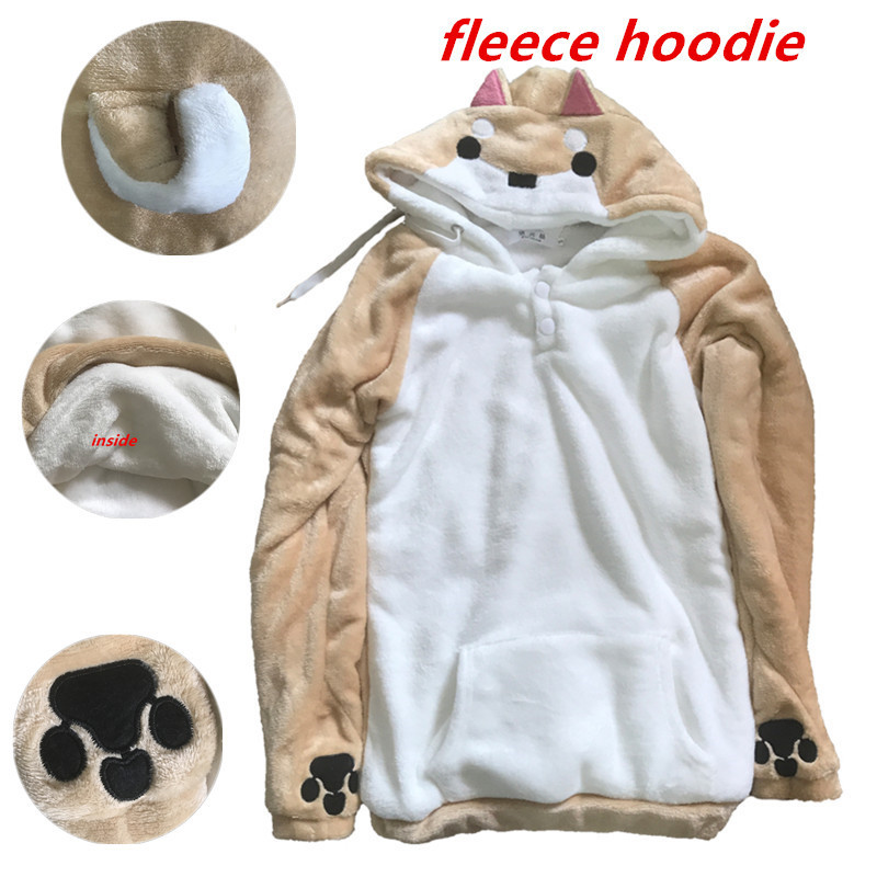 Harajuku Japanese Kawaii Hoodies Women Sweatshirts With Ears Cute Doge Muco Winter Plush Lovely Muco ! Anime Hooded Hoodies 201211