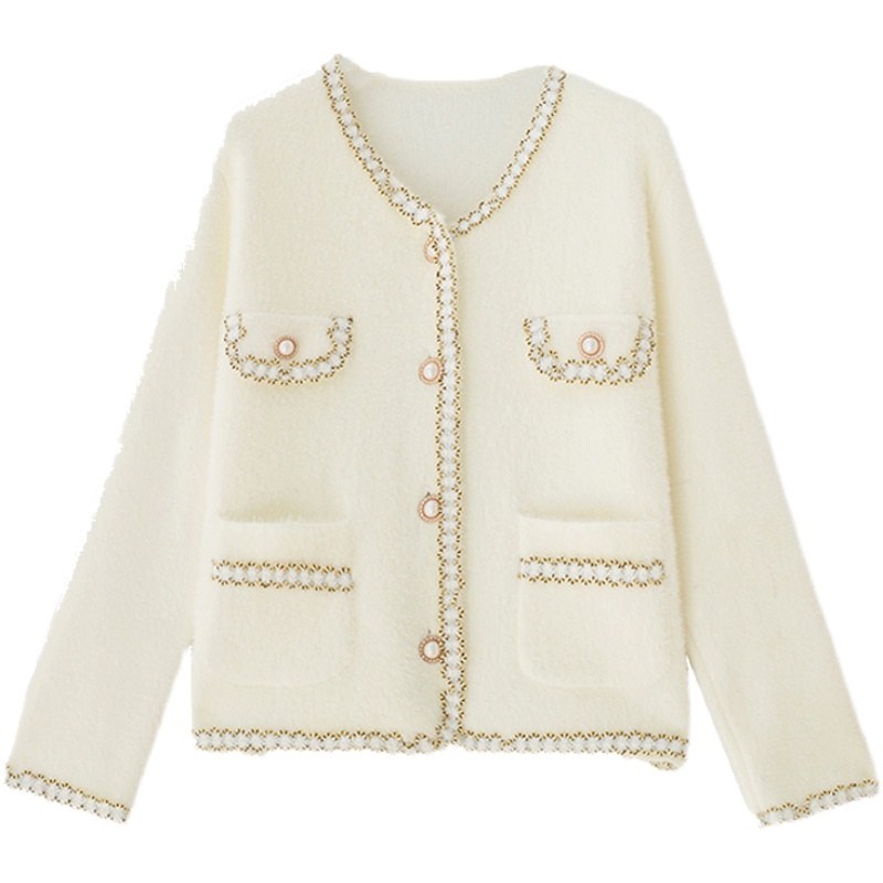 Autumn Fashion design womens o-neck long sleeve mohair wool fabric elegant short jacket coat casacos SMLXL