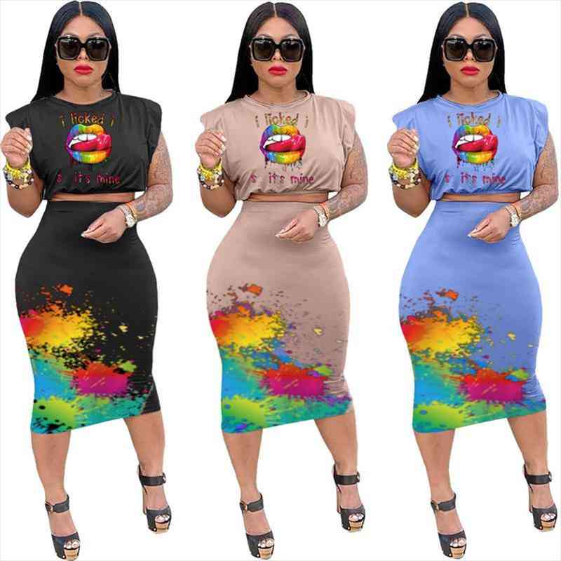 tracksuit two piece set women summer sets lip print t shirt crop and maxi skirt jogging suit summer wholesale dropshipping, Gray
tracksuit two piece set women summer sets lip print t shirt crop and maxi skirt jogging suit summer wholesale dropshipping, Gray