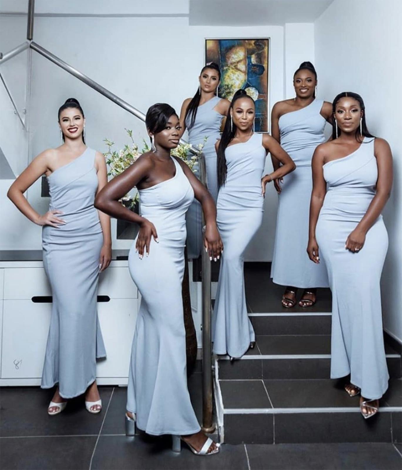 Aso Ebi Bridesmaid Dresses 2021 One Shoulder Sexy Back Wedding Party Gowns Long Mermaid Maid of Honor Dress 0509