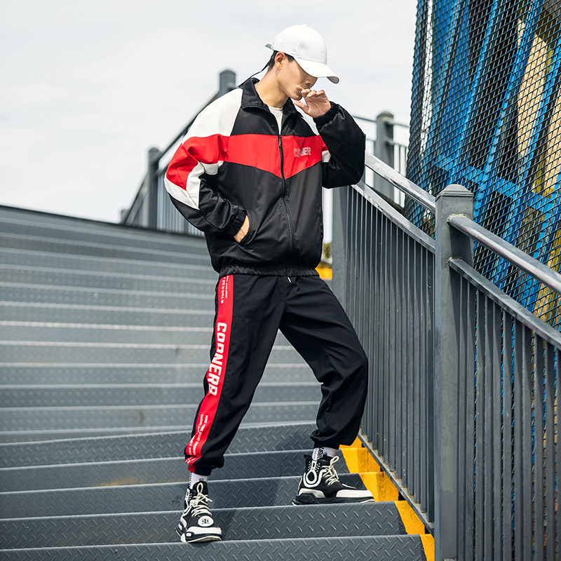Men's Hip Hop Tracksuit Mens Clothing 2 Pieces Sets Man Streetwear Jacets And Harem Pants ABZ551 201210