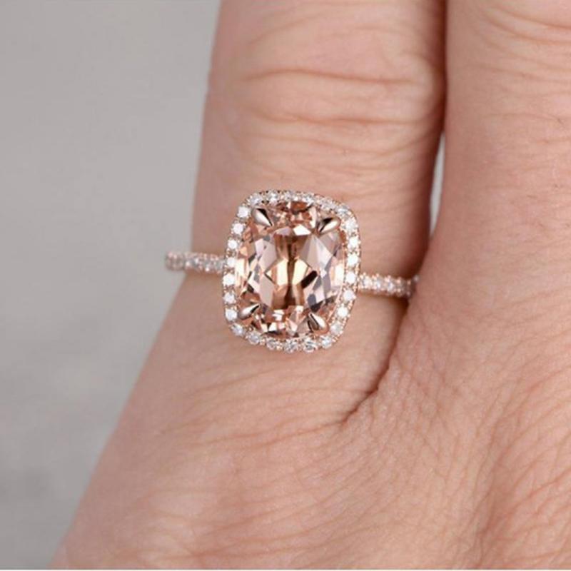 Wedding Rings Marcatsa Brand Champagne Crystal Cubic Zirconia Ring Rose Gold Color Tone Fashion Engagement Jewelry For Women