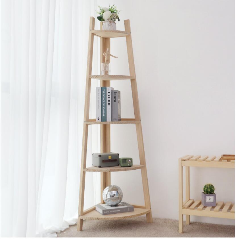 Corner shelf solid wood Bedroom Furniture tripod multi-layer bookshelf modern simple balcony corners flower racks