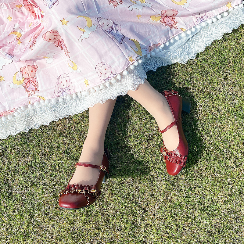 2021 New Kawaii Daily Buckle Square Toe Luz Shoe Sweet Girl Lolita Tea Party Japanese Simple Shoes Dk7n