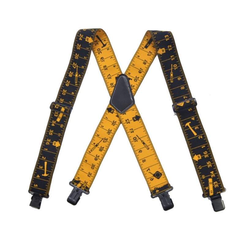 Plus 120cm Length 5cm Wide Adjustable Four Clip-on X- Back Elastic Heavy Duty Braces Suspenders Mens 201028