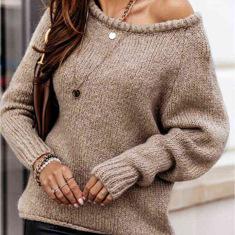 Plus Size Autumn Winter Long Sleeve Women Sweaters Pullovers Loose Oversized Sexy O-Neck Knitted Warm Sweater Woman Jumper 211109