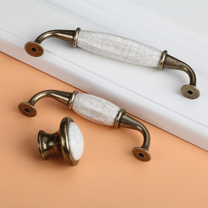 Handles & Pulls Antique Crack Design Wardrobe Door Knobs Marble Ceramic Cabinet Drawer European Style Furniture Hardware