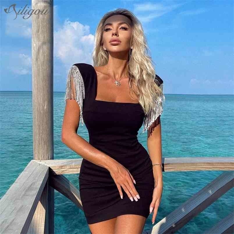 Women's Summer Style Sexy Square Neck Black Fringed Mini Bodycon Bandage Dress Elegant Party Vestidos 210525, Blue
Women's Summer Style Sexy Square Neck Black Fringed Mini Bodycon Bandage Dress Elegant Party Vestidos 210525, Blue
