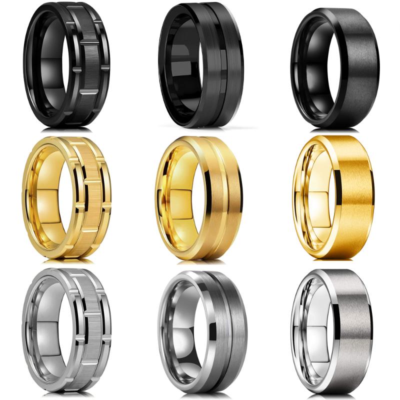 Wedding Rings Trendy Men 8mm Black Tungsten Ring Gold Silver Color Groove Beveled Edge Stainless Steel Carbon Fiber For, Slivery;golden
Wedding Rings Trendy Men 8mm Black Tungsten Ring Gold Silver Color Groove Beveled Edge Stainless Steel Carbon Fiber For, Slivery;golden