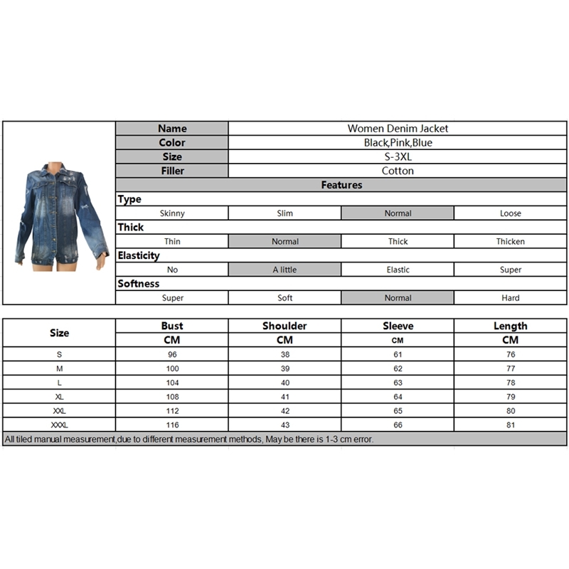 Loose Plus Size Jean Jacket Women Coat Denim Jackets Long Sleeve Hole Ripped Denim Outerwear Spring Casual Female Outwear T200319