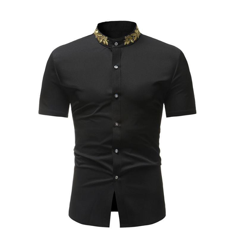 Men's Casual Shirts Mens Luxury Gold Embroidery Dress Slim Fit Short Sleeve Button Up Shirt Men Formal Business Chemise Homme, White;black
Men's Casual Shirts Mens Luxury Gold Embroidery Dress Slim Fit Short Sleeve Button Up Shirt Men Formal Business Chemise Homme, White;black