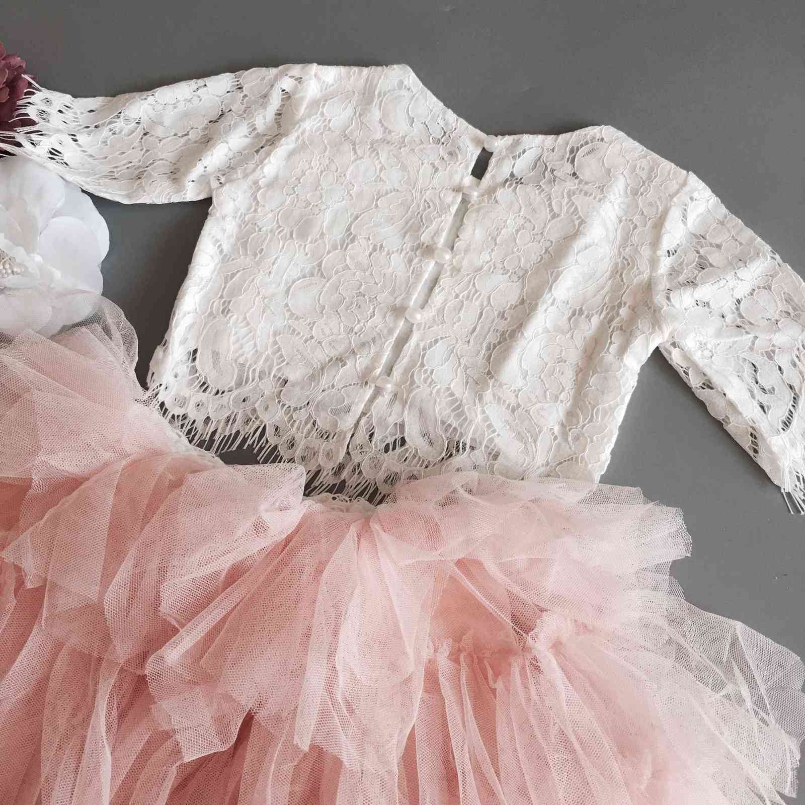 Baby Girls Lace Clothing Set For Xmas Kids Petti Skirt +Lace Shirt Sweet Flowers Toddler 2Pcs Outfit Child Party costume 210529